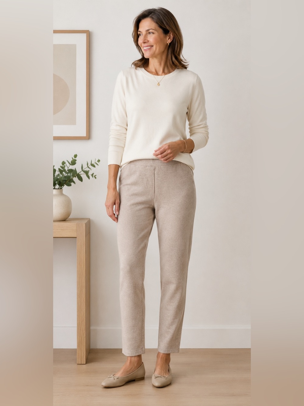 Hudson North Pull-On Ankle Pants XS Oatmeal Beige w/ Stretch - minimalist